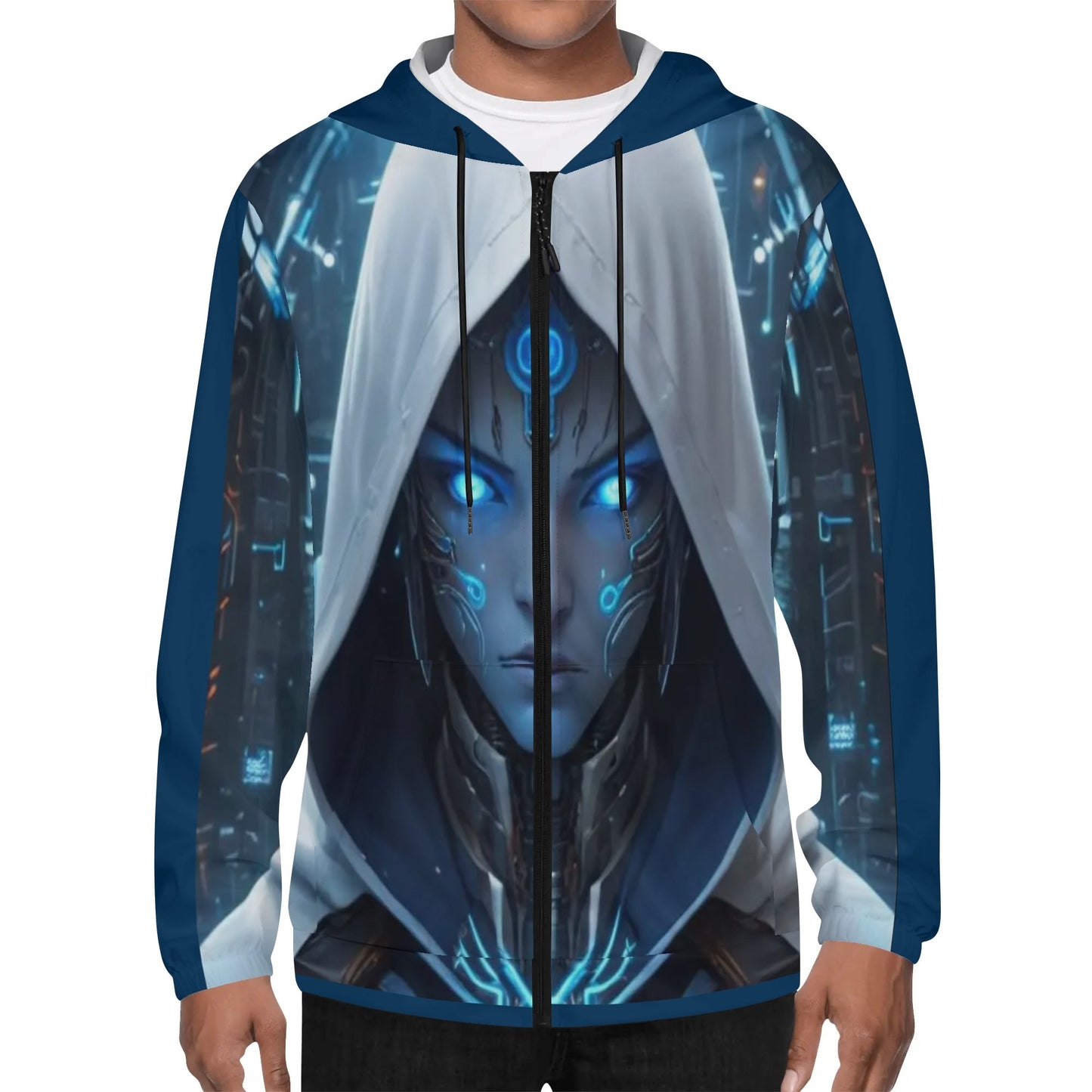Mens Lightweight All Over Print Zip Hoodie