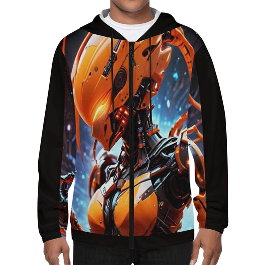 Mens Lightweight All Over Print Zip Hoodie