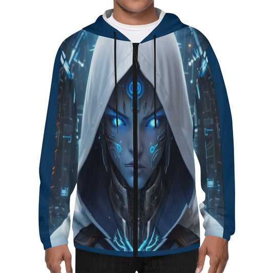 Mens Lightweight All Over Print Zip Hoodie